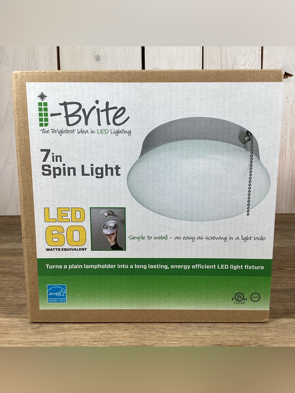 New ETI i-Brite Spin Light 7” 60W Flush Ceiling Mount LED Easy Install Silver
